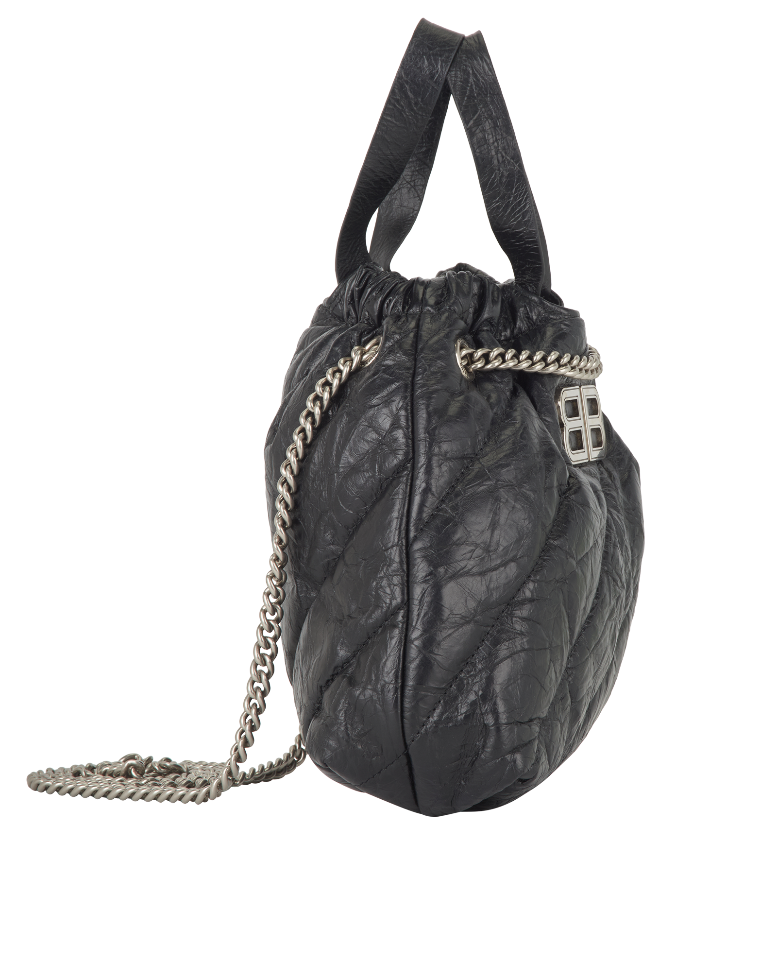 Quilted Crush XS Tote, &pound;650, Handbags, Black, Leather, Side view